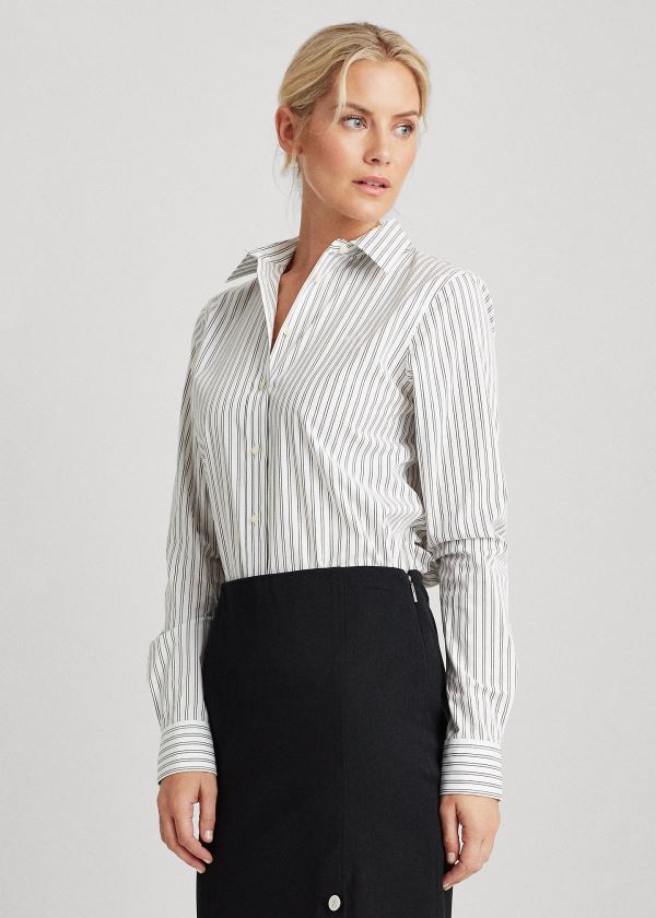 Women's Ralph Lauren Easy Care Striped Shirts | 925748ZJA